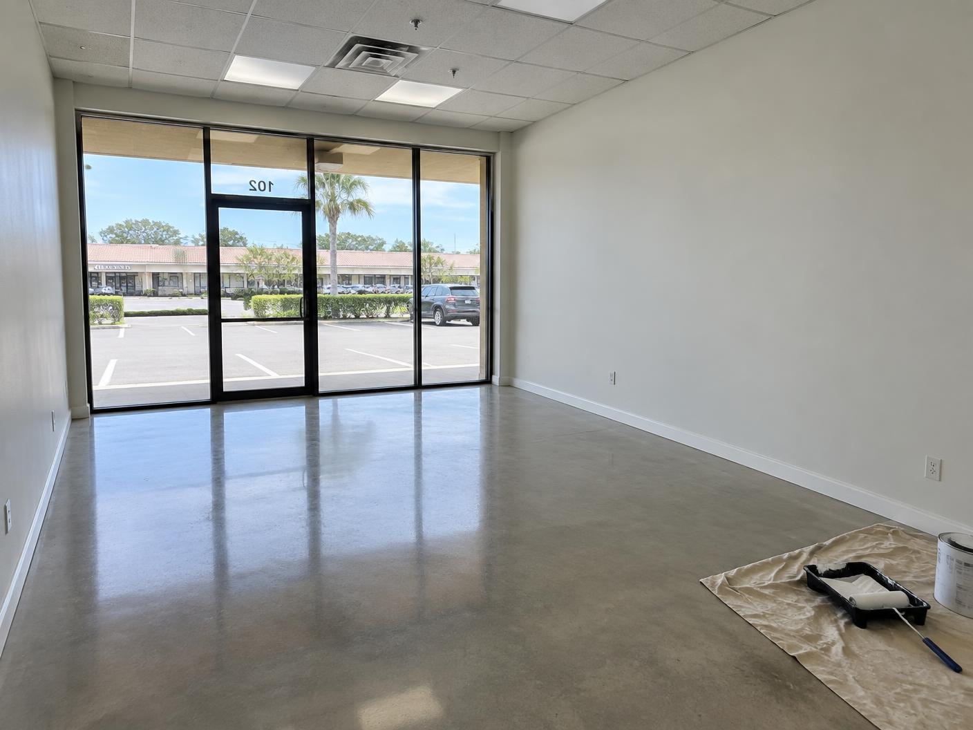 Vacant commercial suite freshly painted and ready for occupancy